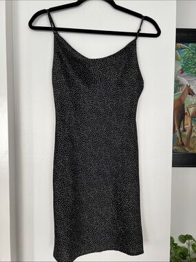 Black Dot Slip Dress with Spaghetti Straps